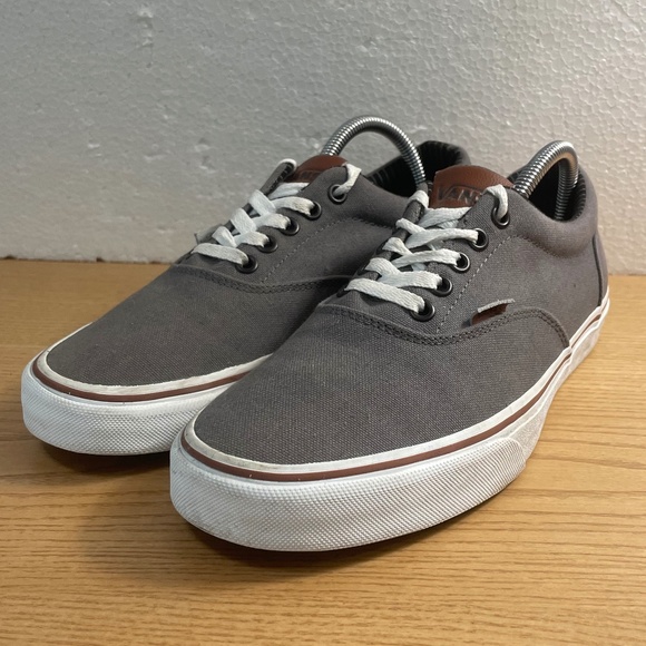 Vans Doheny Shoes Mens 9 Grey w Brown Leather Tongue & Tag Low Top Lace Up HTF - Picture 1 of 12